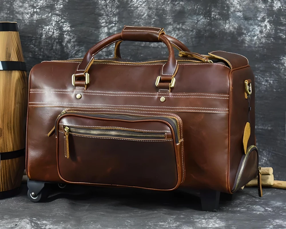 vintage leather carry on
